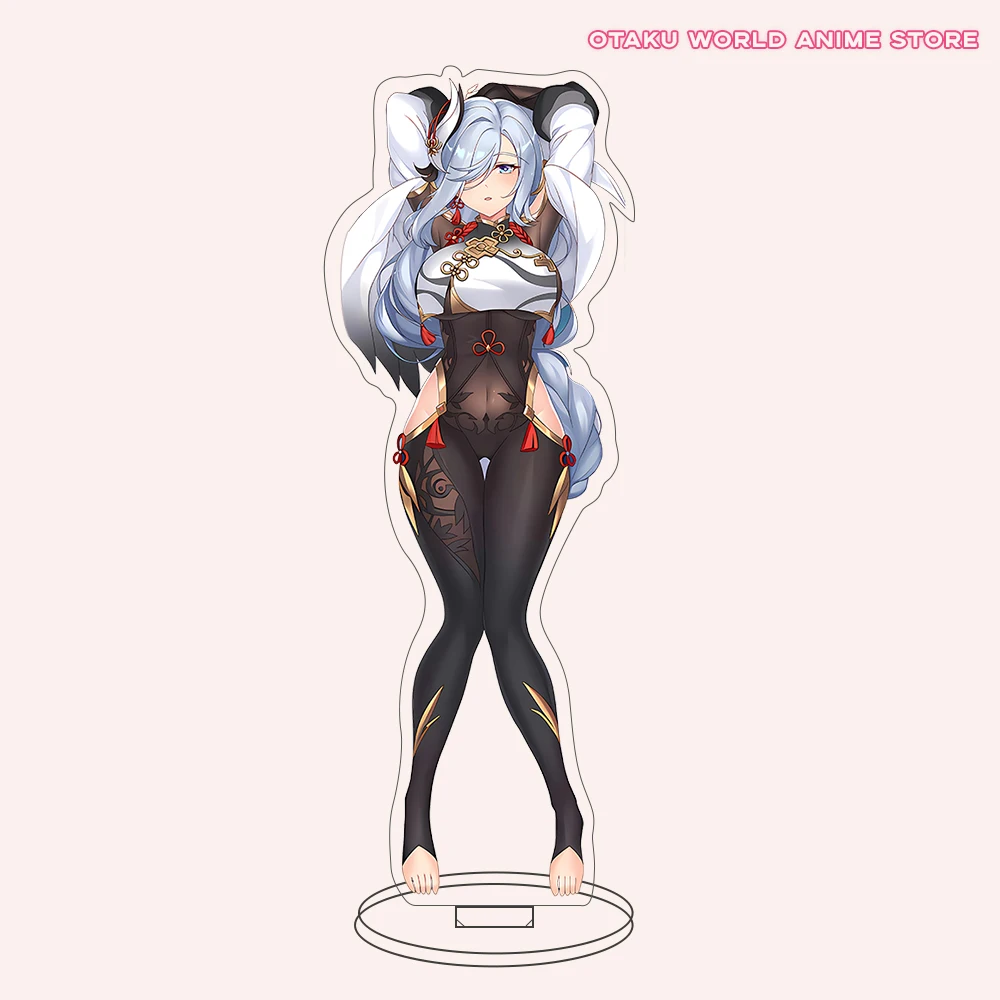 Shenhe Anime Acrylic Phone Holder Decor Desk Decoration Cute Acrylic Standing Card Keychain Keyring Pendant