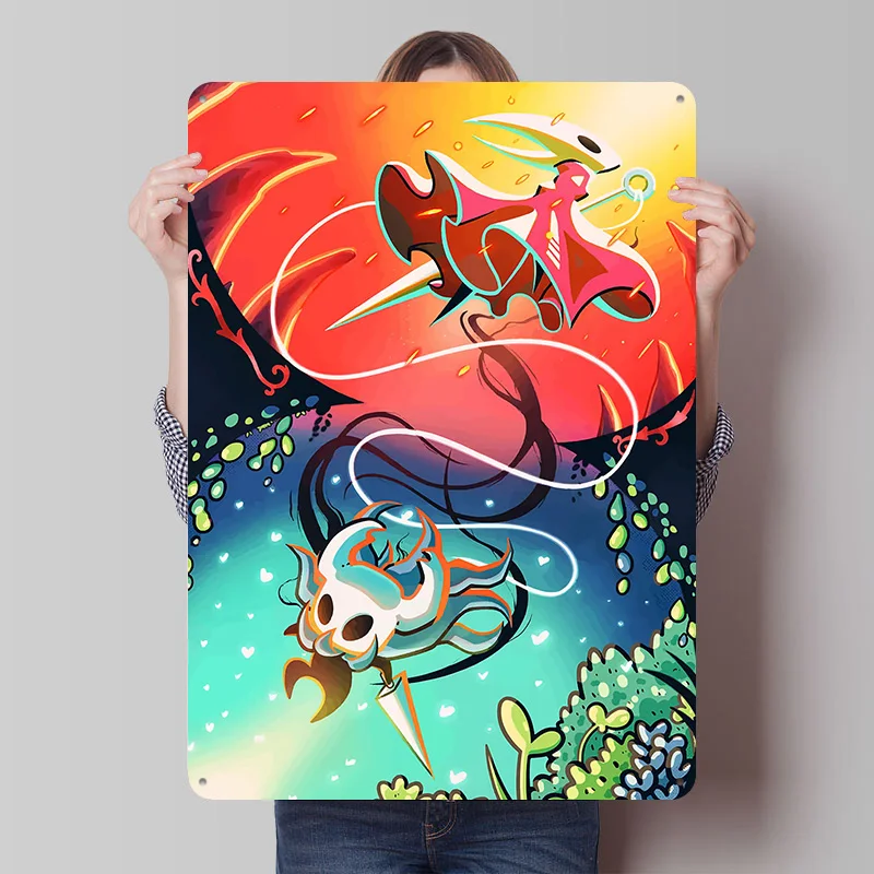 Hollow Knight: Hornet and Broken Vessel Metal Poster Custom Wall Art Retro Vintage Tinplate Signs for Room Decoration Desk Decor