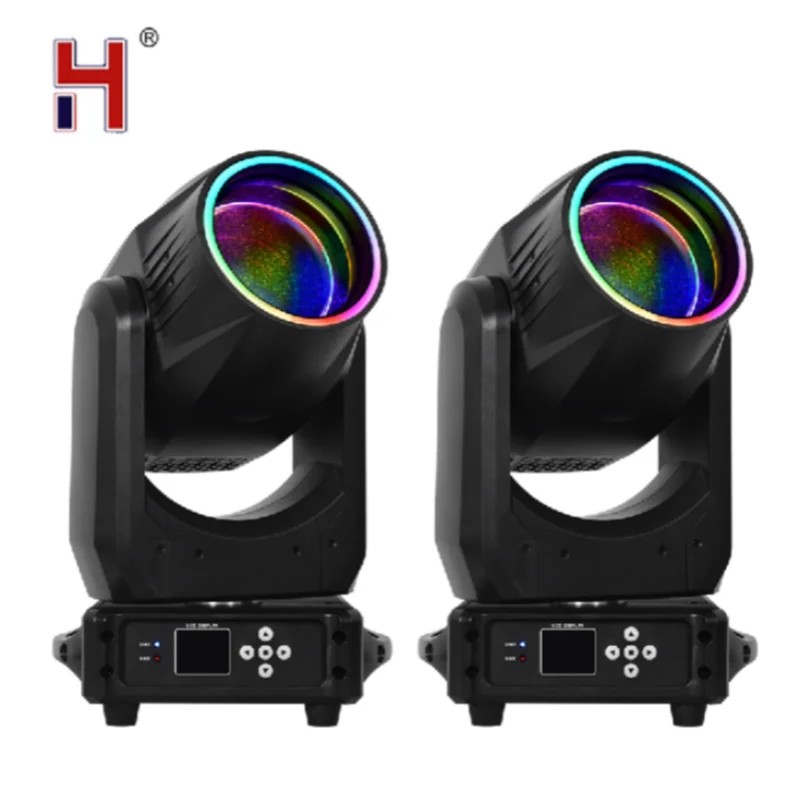 HongYi 200W LED Moving Head Beam Spotlight With Ring 3in1 18 Rotating Prisms 13 Gobo 13 Colour Effect For Disco DJ Dance Floor