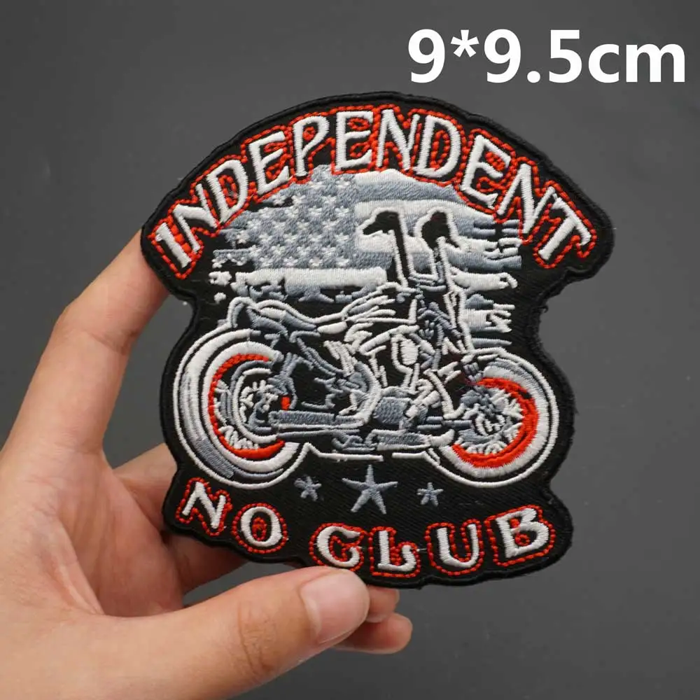 INDEPENDENT NO CLUB Large Embroidery Patch for Jacket Back Vest Motorcycle Club Biker