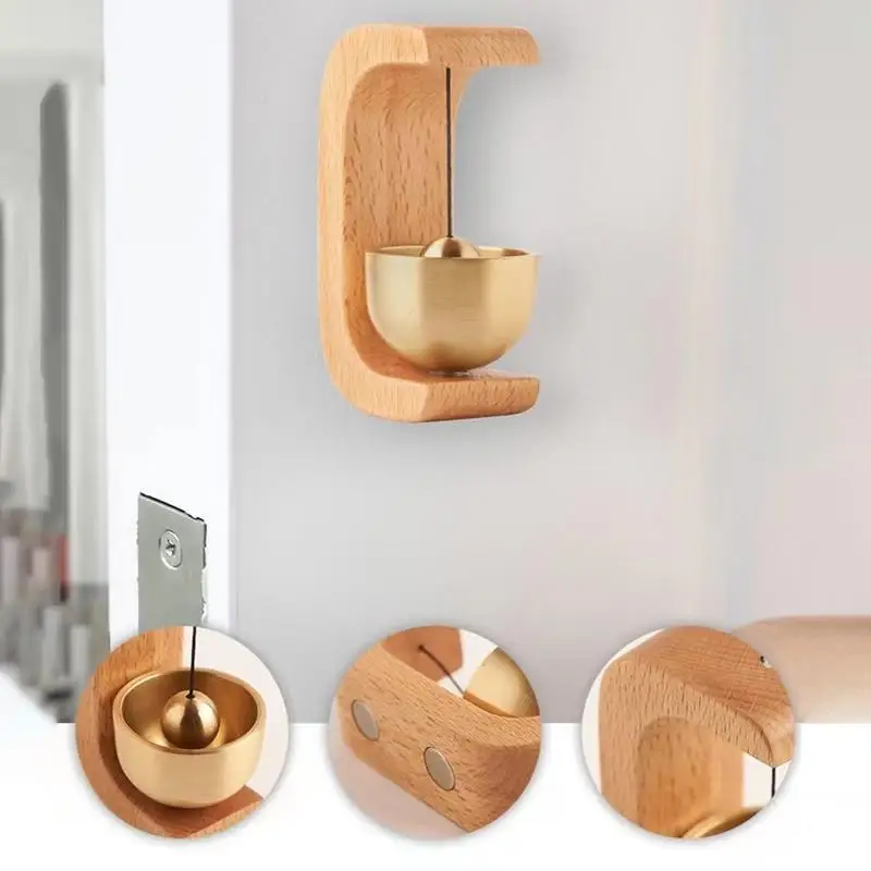 Magnetic Wood Doorbell Lightweight Hanging Wooden Wind Chimes Decorative Loud Door Bell Wind Loud Door Bell Home Decorations