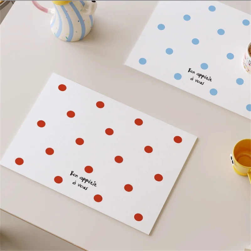 30x45CM Solid Color Polka Dot Western Style Leather Mat Waterproof Oil Resistant Heat Insulating Kitchen Home Decor Rug