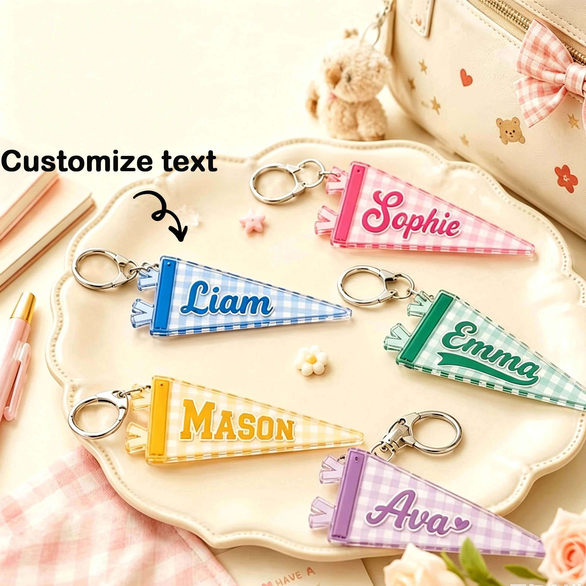 Personalized Keychains, Custom Name Tags, Backpack Name Keychains, Custom Flag School Bag Tags, Lunch Box Tags, Back-To-School Gifts, Custom Gifts, Gifts for Classmates, Gifts for Friends