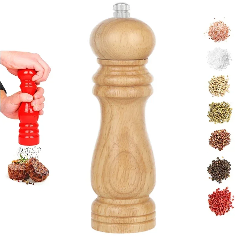 Salt and Pepper Grinder Solid Wood Spice Pepper Mill with Strong Adjustable coffee Grinder Cooking Tools Kitchen Utensils