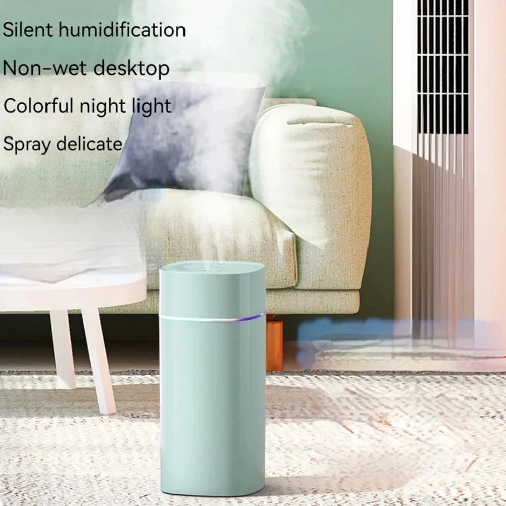 1PCS Car Air Humidifier Dual Nozzle Car Aromatherapy Silent Oil Diffuser With 7 Color Ambient Light For Car Home Desktop