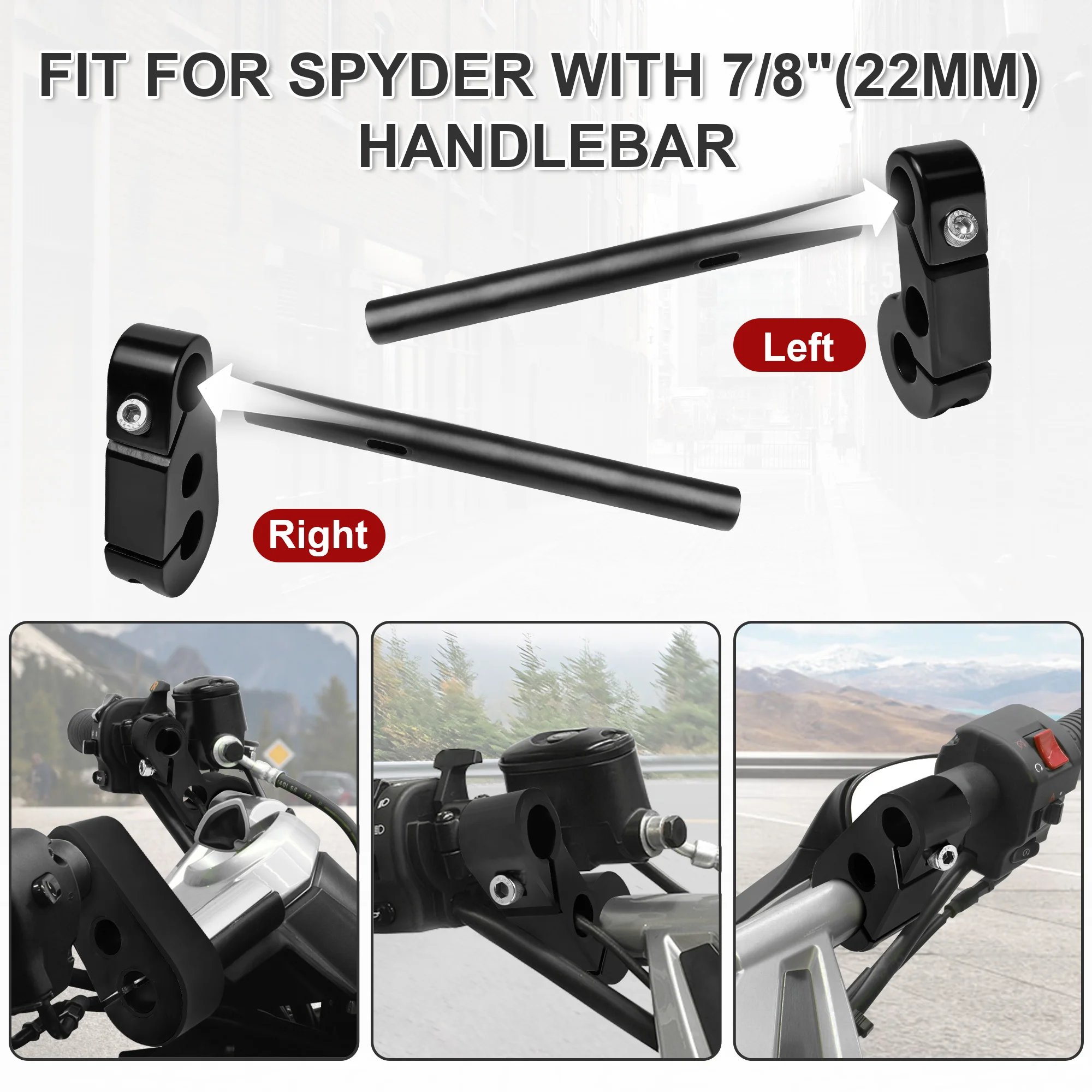 Elevadores de manillar de retroceso de color negro fresco para Can Am Spyder RS RS-S GS 2008-2012 accesorios de aluminio elevador de barra de mango ATV