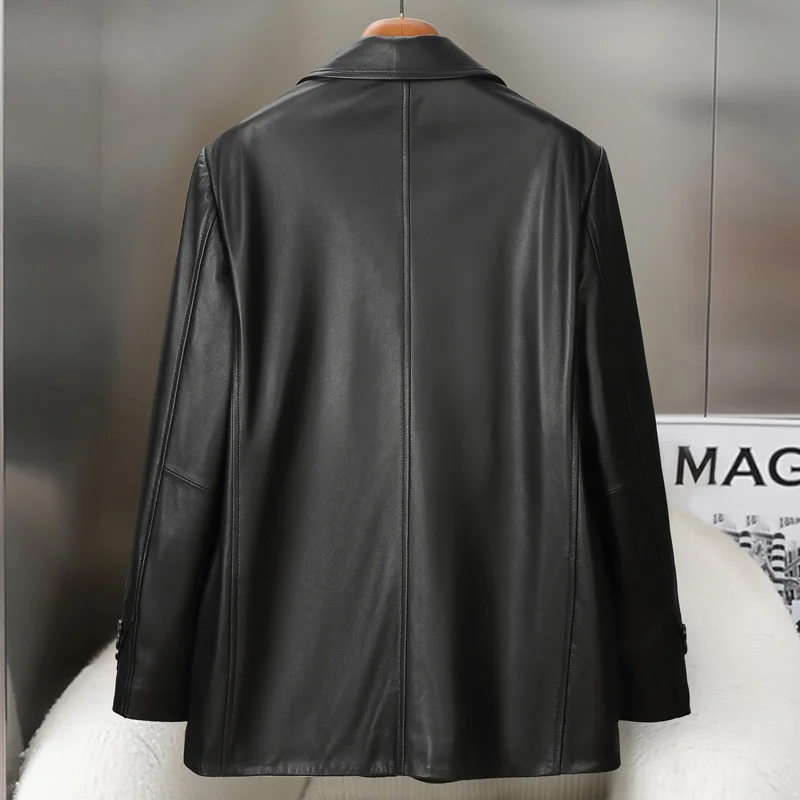 Sheepskin leather jacket for women's suits, medium length leather windbreaker jacket jacket, Haining Spring and Autumn 2023 new