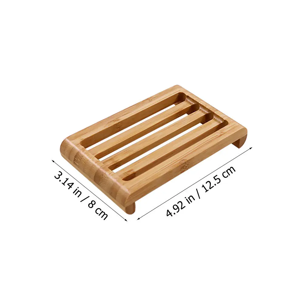 2Pcs Bamboo Soap Holder Texture Fine Grain Sturdy Construction Water Resistant Soap Dish for Bathroom Kitchen