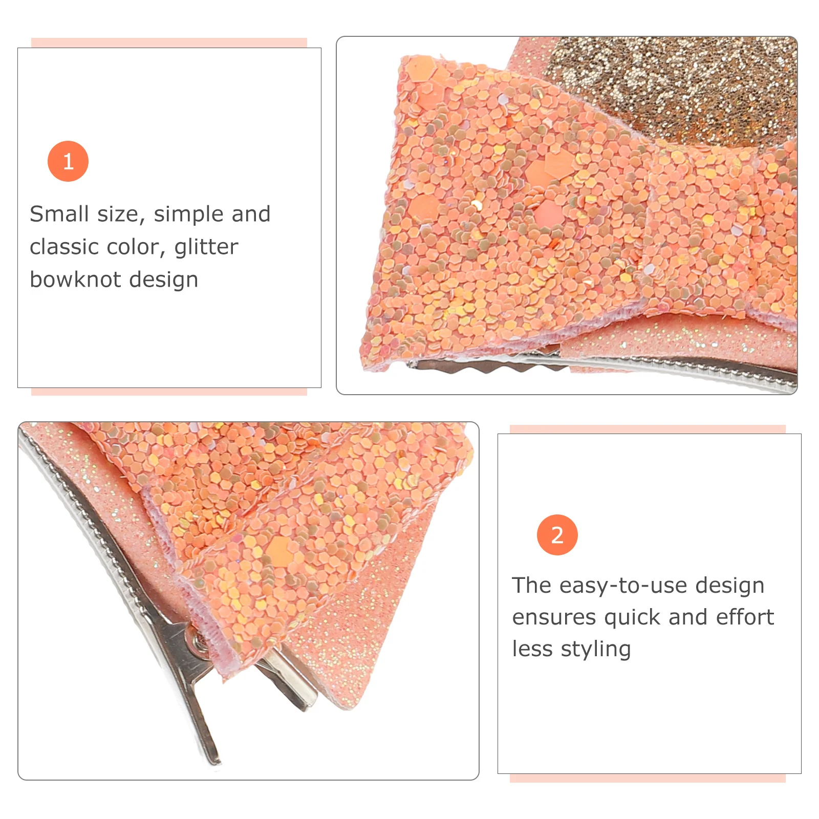 

2pcs Sequin Bow Clips For Girls Glitter Hairpin Kids Party Hair Accessories Birthday Costume Claw Clip Festival Wear Hair