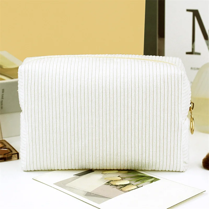 Fashion Cosmetic Bag Corduroy Women\'s Makeup Bag Large Capacity Portable Hand Carrying Storage Bag Travel Wash Bag 2024 New