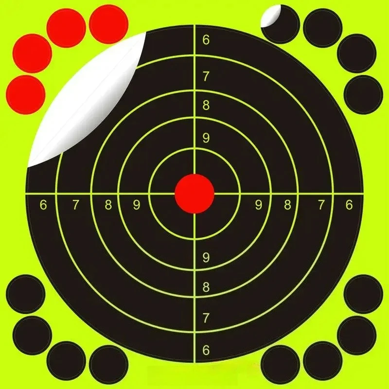 25 Sheets/Pack 8 Inch Bright Fluorescent Yellow Splatter Target Sticker - Adhesive Reactive Shooting Targets A1 view 4
