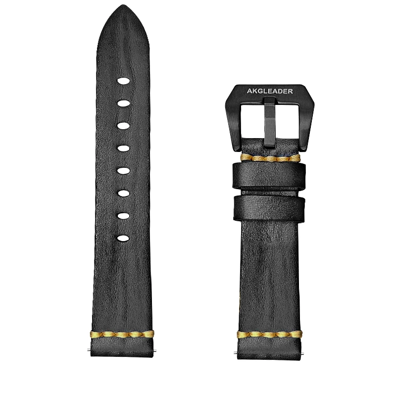 AKGLEADER Vintage cowhide Leather Watch band for for Huawei Watch GT 5 Pro 46mm band for 22mm 26mm strap for watch 4 Pro