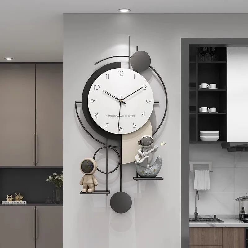 Light luxury wind clock wall clock living room 2024 new style simple modern mute high-end non-perforated wall creative clock