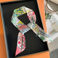 2024 Long Scarf for Women Narrow Ribbon Headband Female Neckerchief Handle Bag Band Bandana Hair Tie Accessories