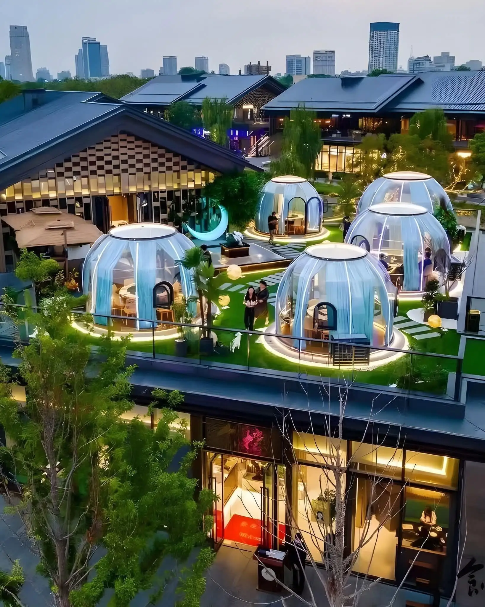 Full House Outdoor Glamping Aluminum Bubble Room Hotel Eco Igloo Glass clear House clear Dome House Bubble room