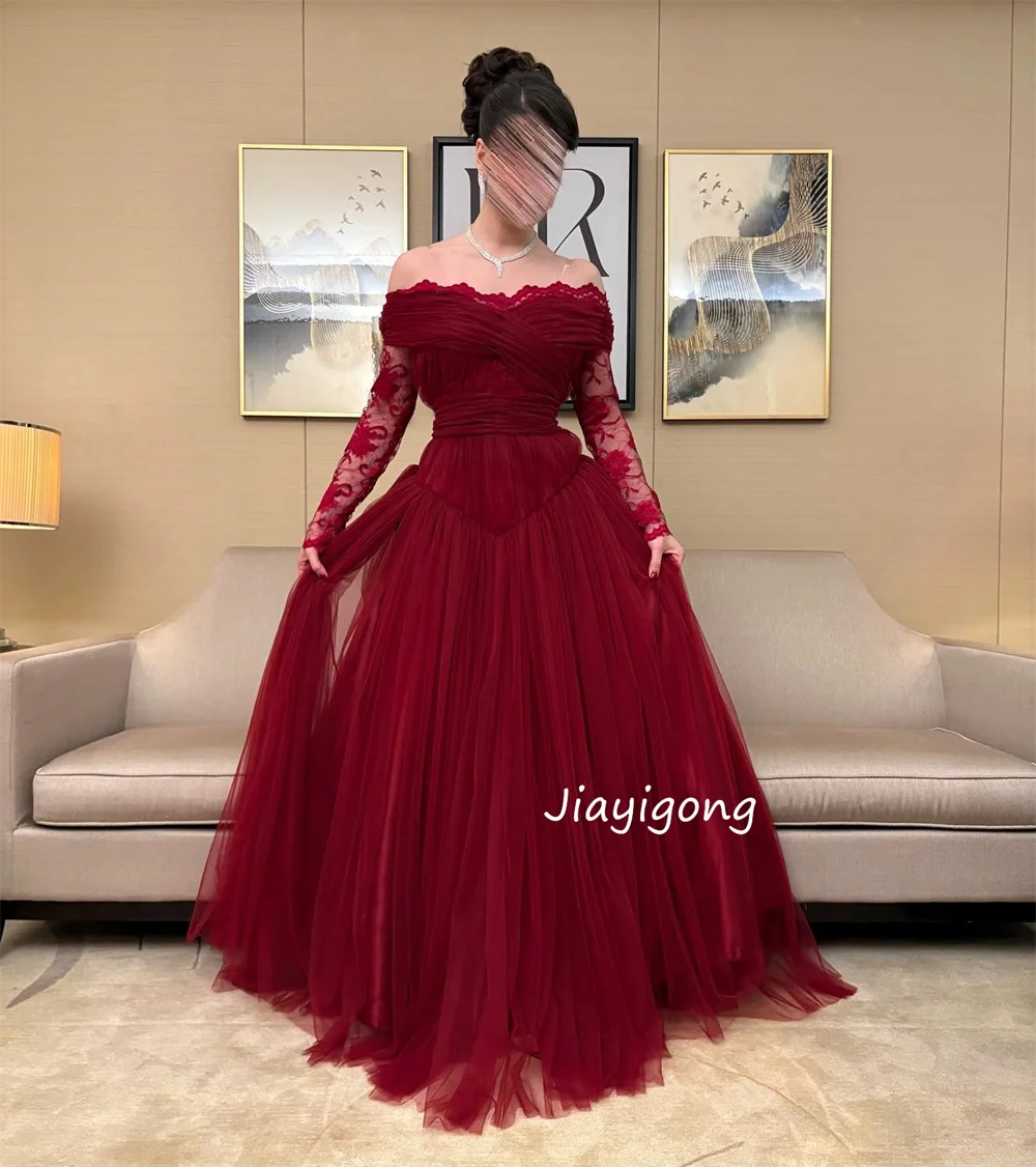 Customized Formal Net Pleat A-line Off-the-shoulder Long Bespoke Occasion Prom Luxury 2025 Pastrol Chinese Style