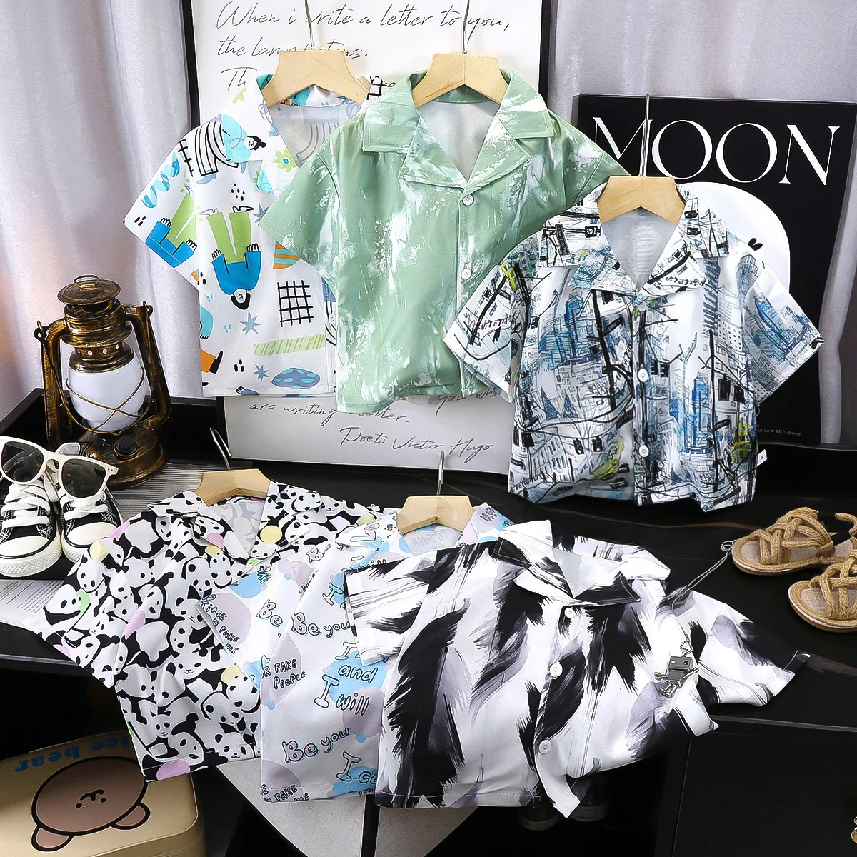 Boys' short-sleeved flower shirt Children's Korean version of shirt little children's summer top New Beach top