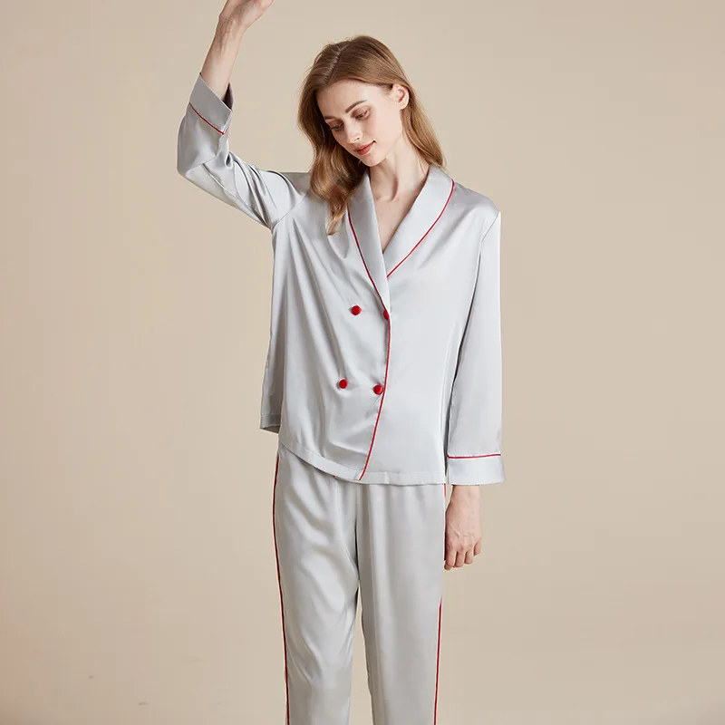 

Silk Satin Pajamas Women's Spring Autumn New Ice Silk Satin Loungewear Long-sleeved Thin 2PCS Suit