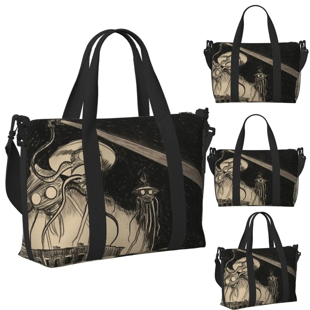 

Custom War Of The Worlds In Covington's Central Business District Beach Travel Bag Tote Bags Women Shopping Duffle Shoulder Bag