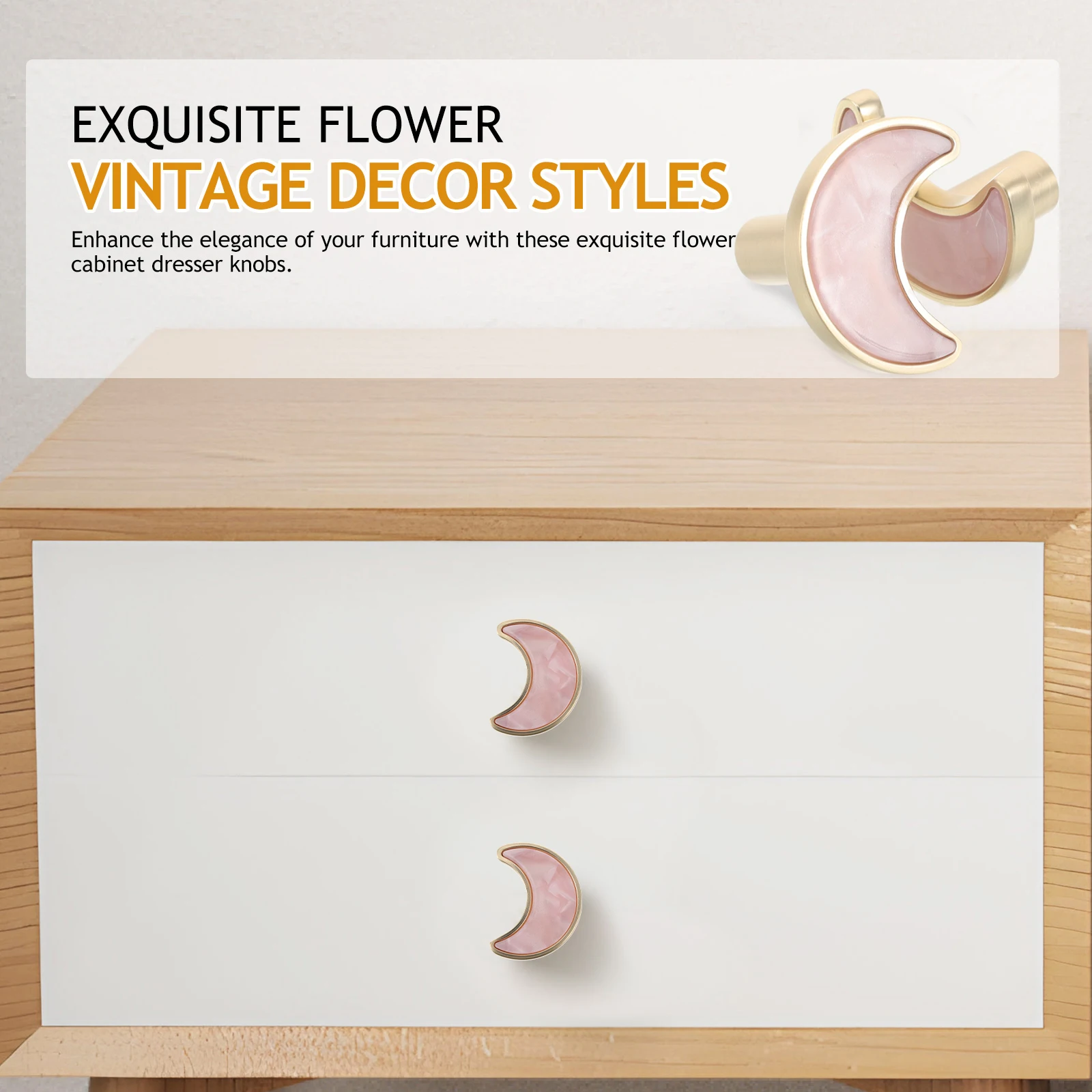 

1 Pair Moon Shaped Zinc Alloy Cabinet Handles Drawer Knobs Door Pulls Single Hole Design Durable Metal Hardware For Kitchen
