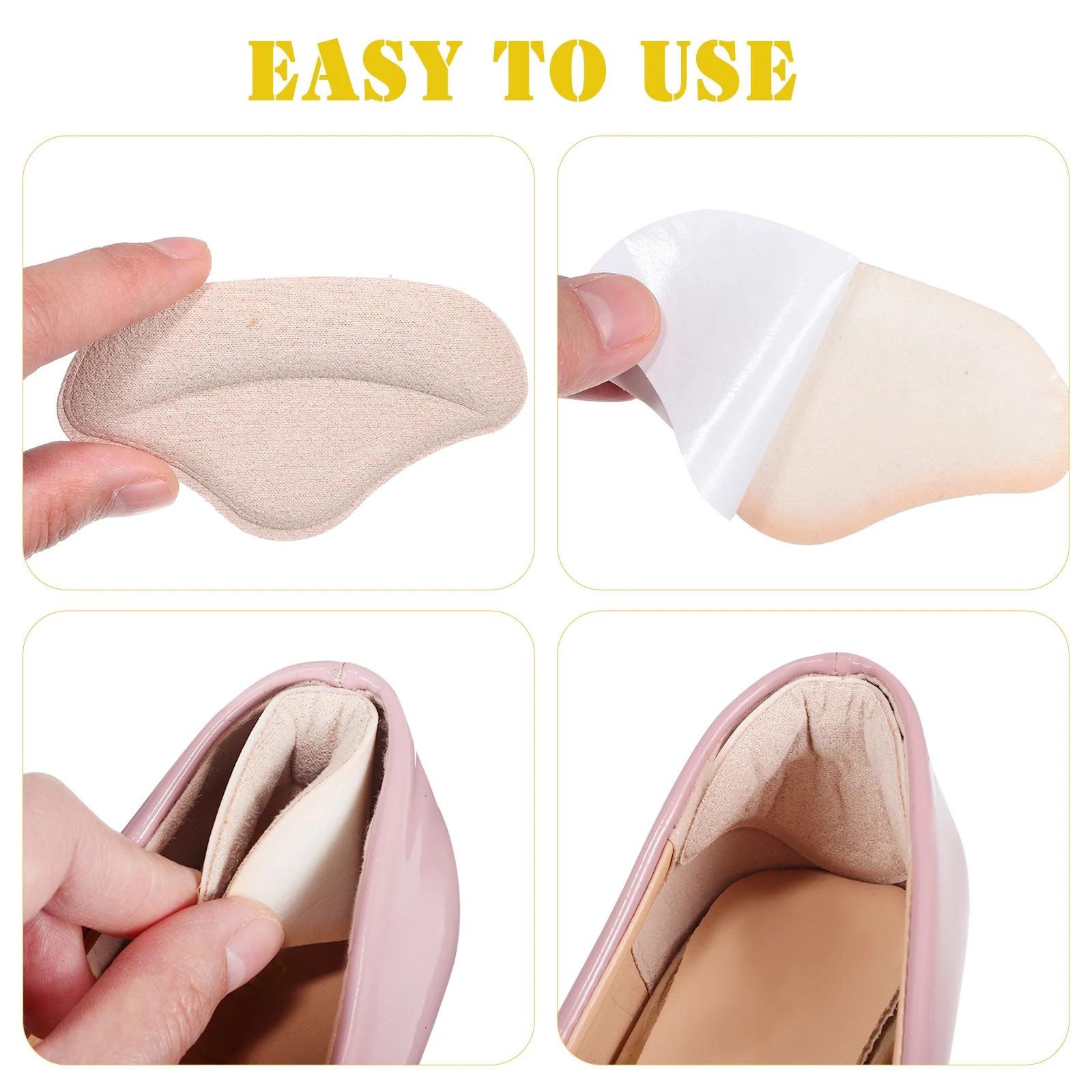 

4 Pairs Heel Pads Heel Protectors Soft Cotton Heel Inserts for Women Shoe Back Comfort Pads