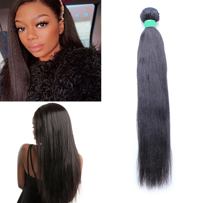 Light Yaki Straight Human Hair Weave Bundles For Black Women Natural Coarse Yaki Brazilian Virgin Human Hair Bundles Extensions