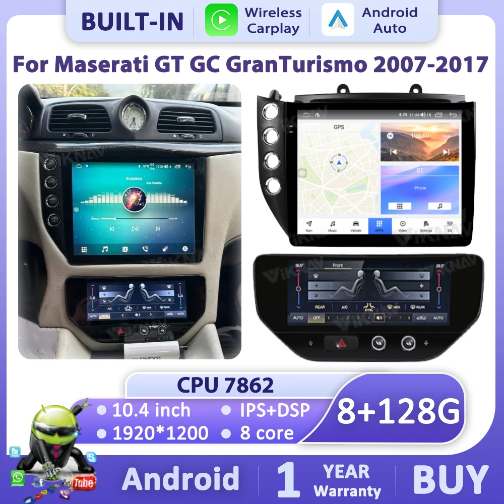 Viknav 10.4” Android 8 Core Car Radio Player For Maserati GT GC GranTurismo 2007-2017 Left Hand Driving Car Multimedia Playe