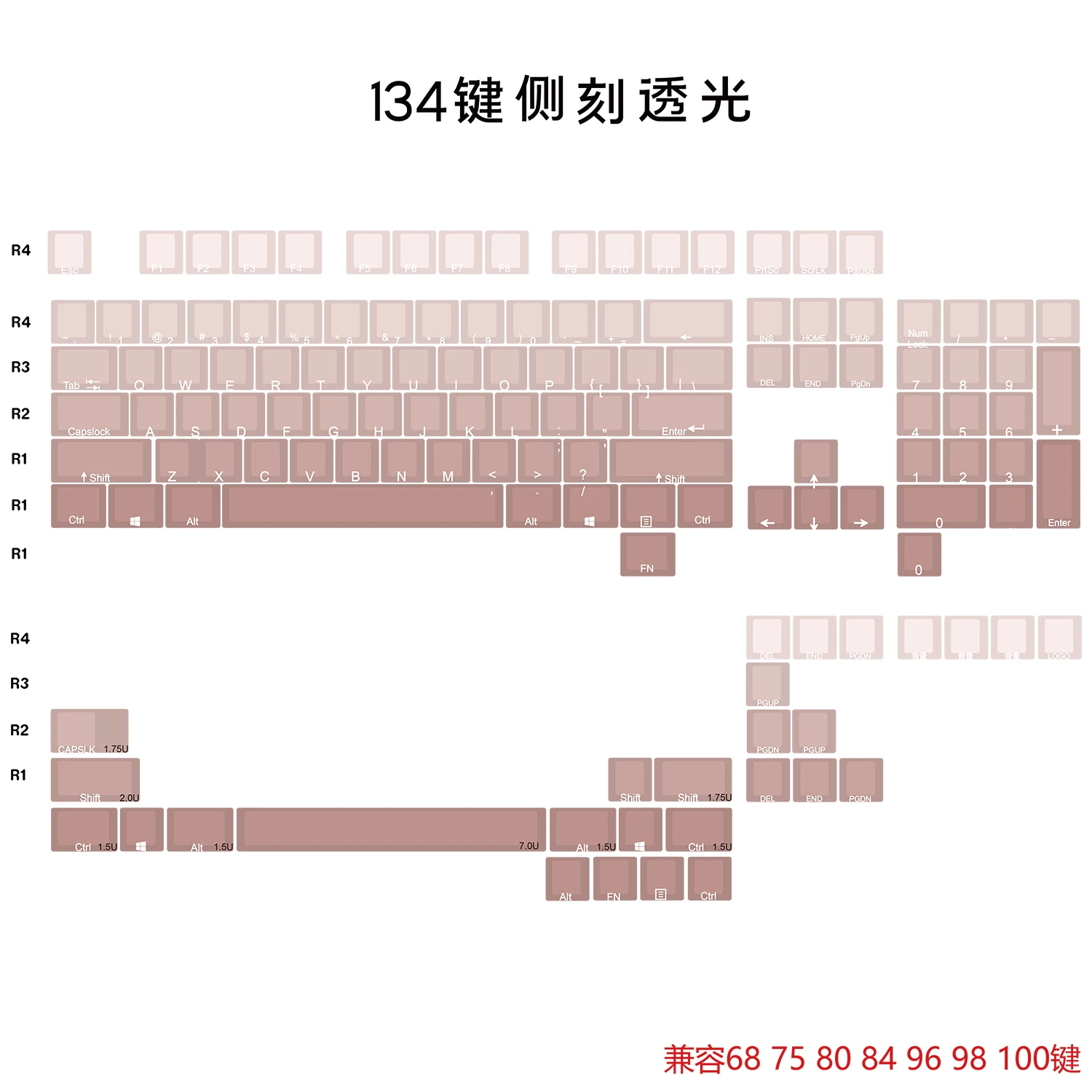 Imagem -02 - Jkdk-side Print Keycaps Grupo Backlit Padrão Ansi Brilhar Lendas Pbt Perfil Oem Teclado Mecânico 68 84 96 104