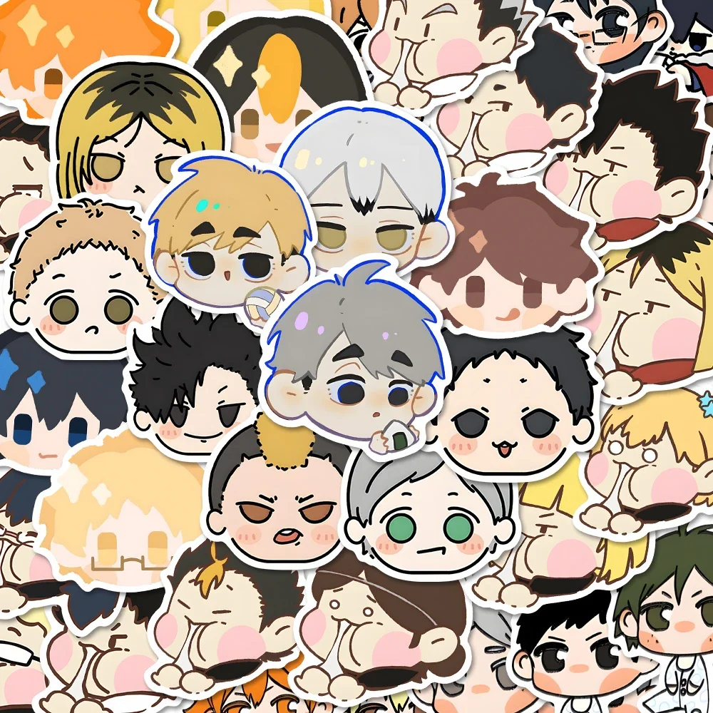 64pcs Anime Haikyuu!! Q Versions DIY paster Decoration handbook material Phone Cell Tablet Stickers Waterproof Cup Sticker