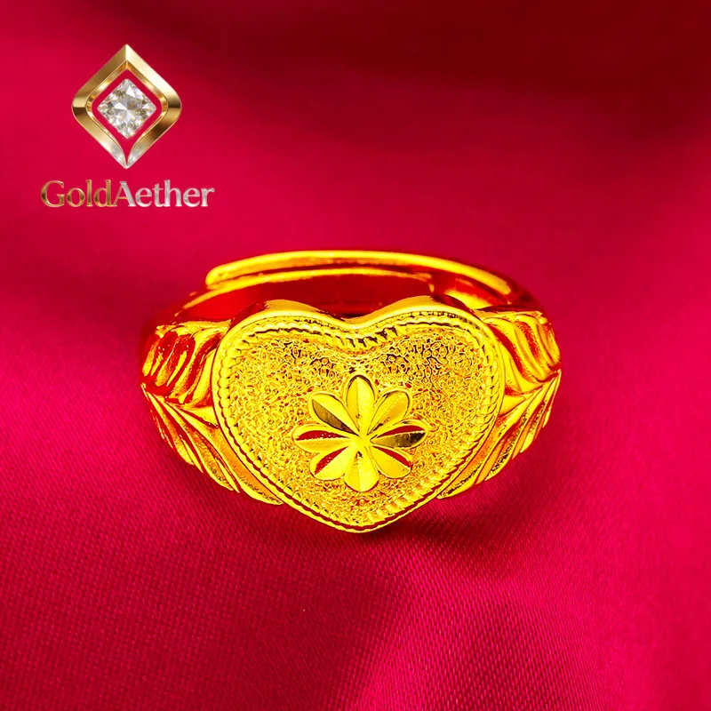 

GoldNouveau Heart Open Ring Women's 24K Gold AU999 - Oxidation-resistant pure gold, secure heart structure for long-lasting shin