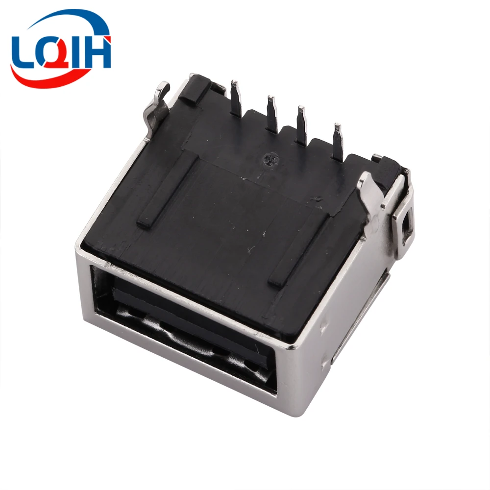 5PCS USB Socket A Female 90-degree Flex Pin Single Layer All-inclusive USB Female Computer Connector AF Female