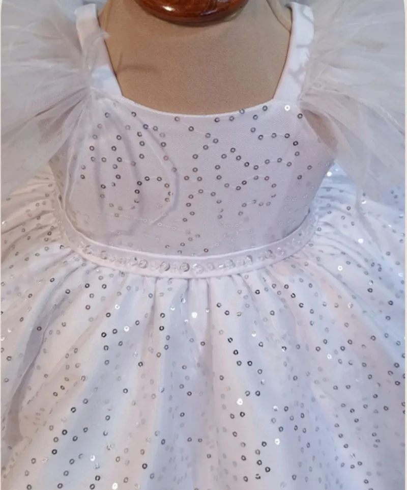 White Satin 2024 New Baby Girl Dress Big Bow Toddler 1 Year Birthday Evening Party Christening Dresses Girl Tutu Outfit