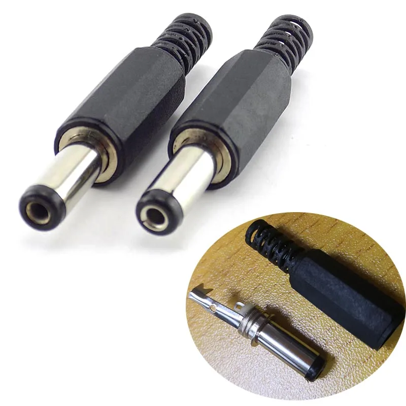 Connecteurs mâles DC 2.1x5.5MM, 5 pièces, adaptateur de prise d'alimentation, système de sécurité de caméra de vidéosurveillance, longueur 9mm pour bricolage, accessoires de vidéosurveillance D5