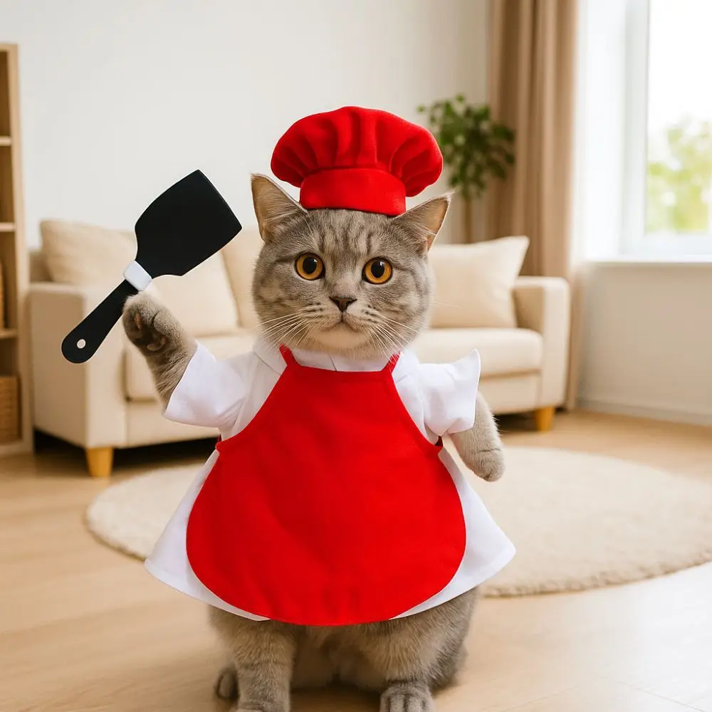 

Art Dress Washable Porch Geese Clothes Cartoon Adjustable Chef Geese Outfit Secure Goose Cosplay Clothes Holiday