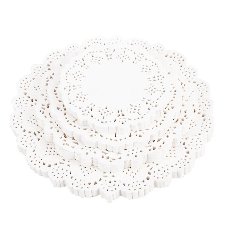 100 Pcs Per Pack Multi-Size Round Lace Paper Doilies Oil Absorbent Paper Placemats Bake Paper Cake Paper Mat Mats Paper Doyleys