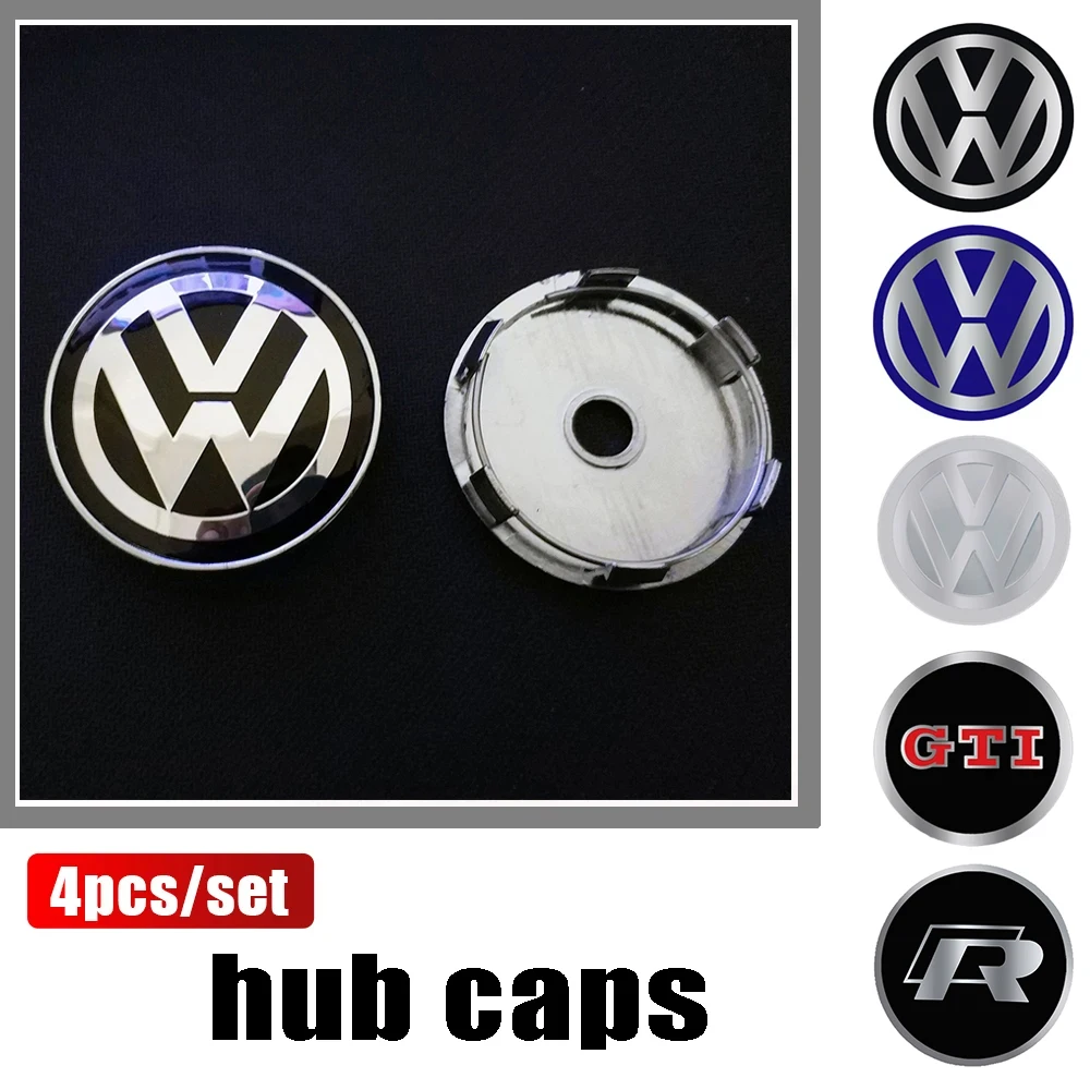 4PCS 60/63/68MM Car Wheel Center Covers Hub Caps Replacement Emblem For Volkswagen VW Scirocco Beetle R Touareg Tiguan Golf GTI