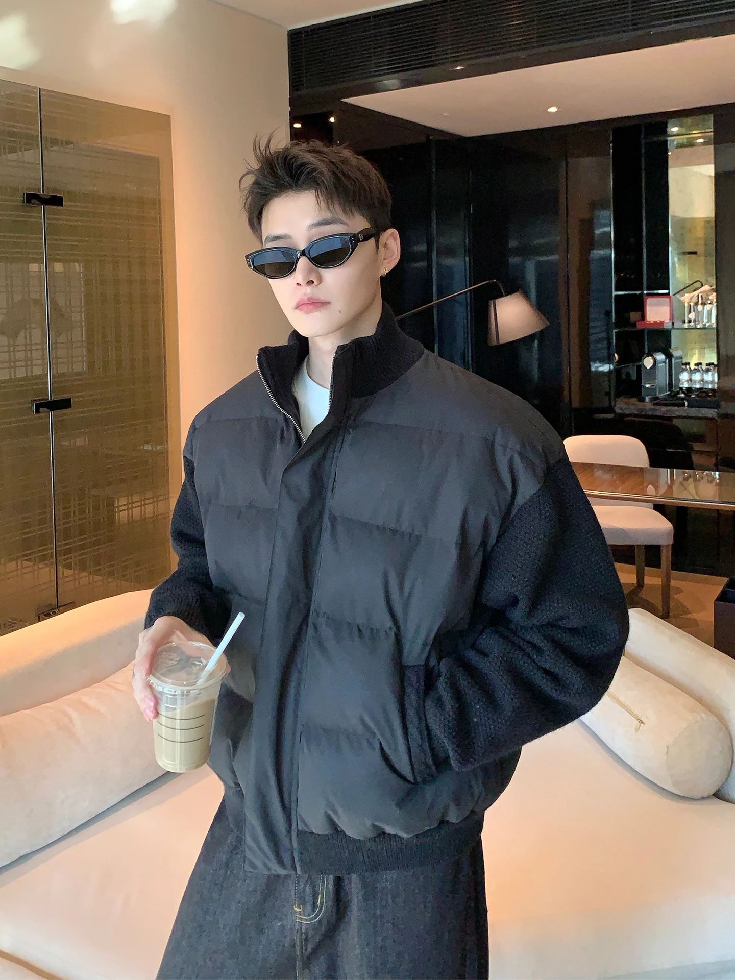 سترات رجالية جديدة لشتاء 2025 بياقة واقفة ومحبوكة على الموضة متعددة الاستخدامات سترات راقية للرجال بأكمام طويلة #2