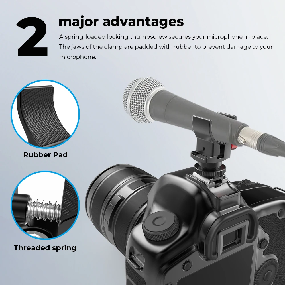 CAMVATE-Clip para micrófono, abrazadera de cangrejo con soporte de zapata fría, orificios de rosca de 1/4 "-20 para cámara DSLR, trípode sin espejo, plataforma de vídeo
