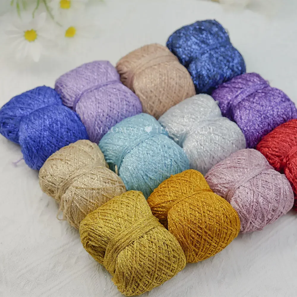 50g Glitter Sparkle Metallic Yarn for Knitting  Crochet DIY Yarns Shinny Line for Knit Bag DIY Gold Silver Thread Hat Toy