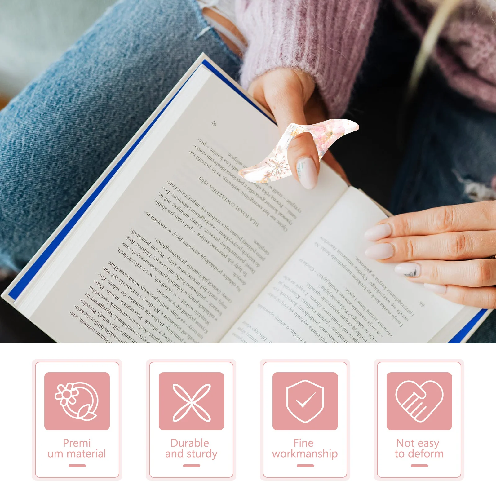 

2Pcs Decorative Bookmark Page Holder Reading Accessories Thumb Ring Book Support Easy to Use Portable Reading Aids for Book