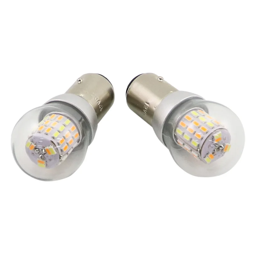 2Pcs S25 1157 P21/5W LED Bulb Car Turn Signal Brake Dual Color Light Led chips Auto Driving Turning Lamp 12V White Yellow