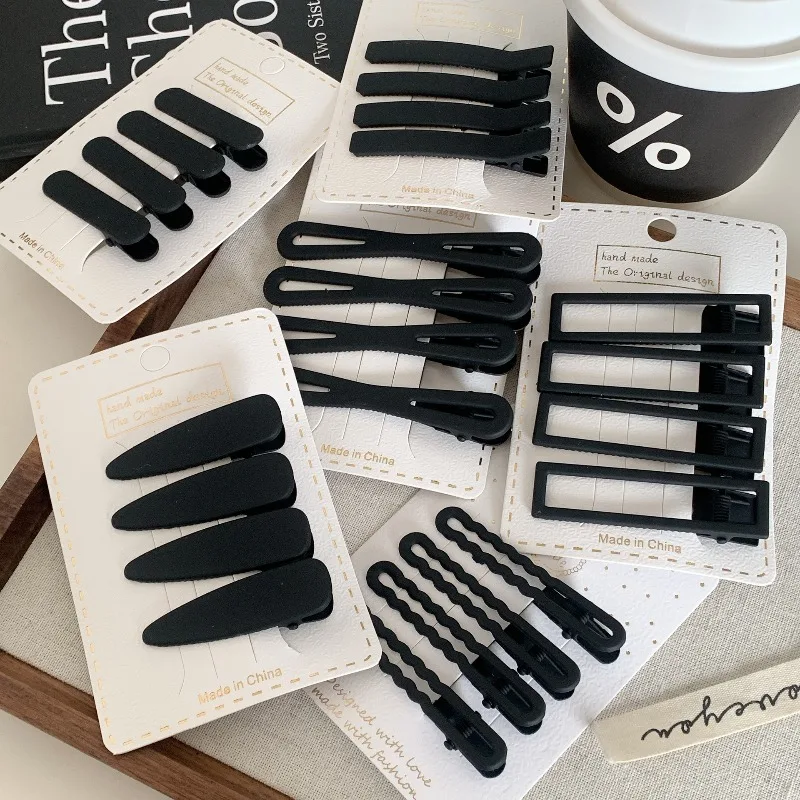 

Черные металлические геометрические заколки для волос, для боковых прядей и челки, с дизайном «утиный клюв», для женщин и девушек, нескользящие, на каждый день