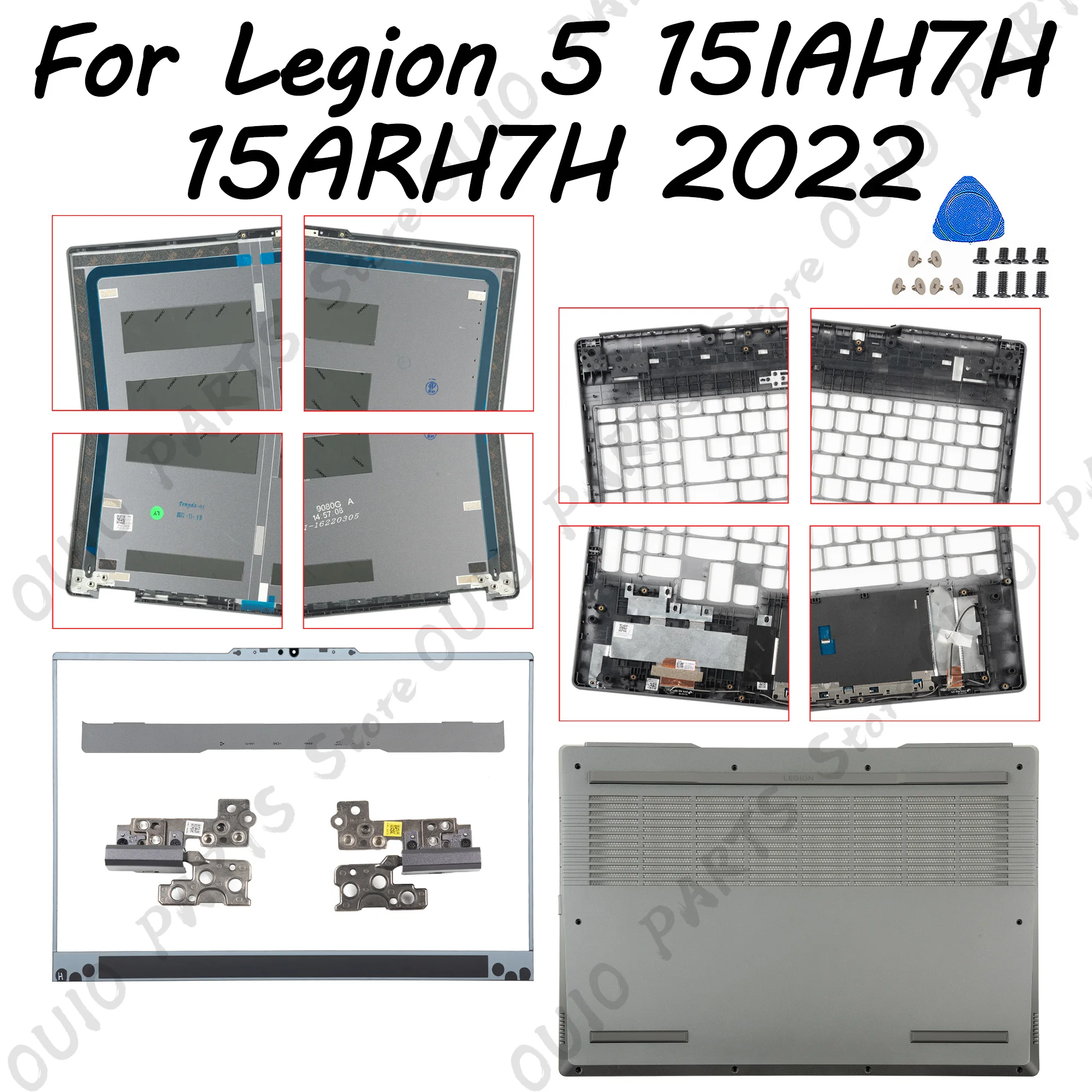 Novo para legião 5 15iah7h 15arh7h y7000p 2022 jy570 alumínio lcd capa traseira moldura inferior caso dobradiças ap2dj000700 ap2dj000420