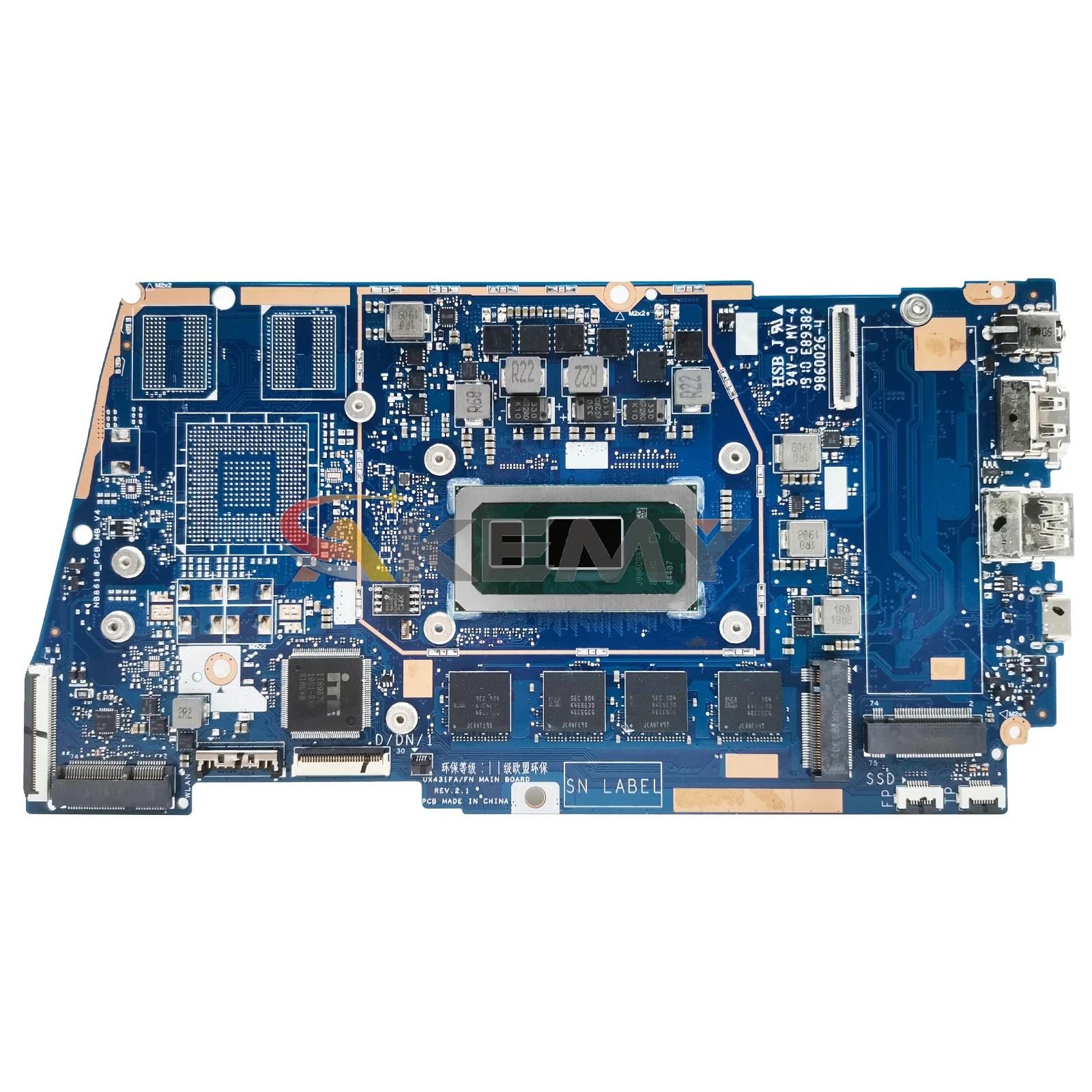 Imagem -04 - Placa-mãe para Laptop Asus Ux431fac Bx431f Rx431f Ux431f Ux431fn Ux431flc i3 i5 i7 8th 10th Gen 4g 8g 16gb-ram