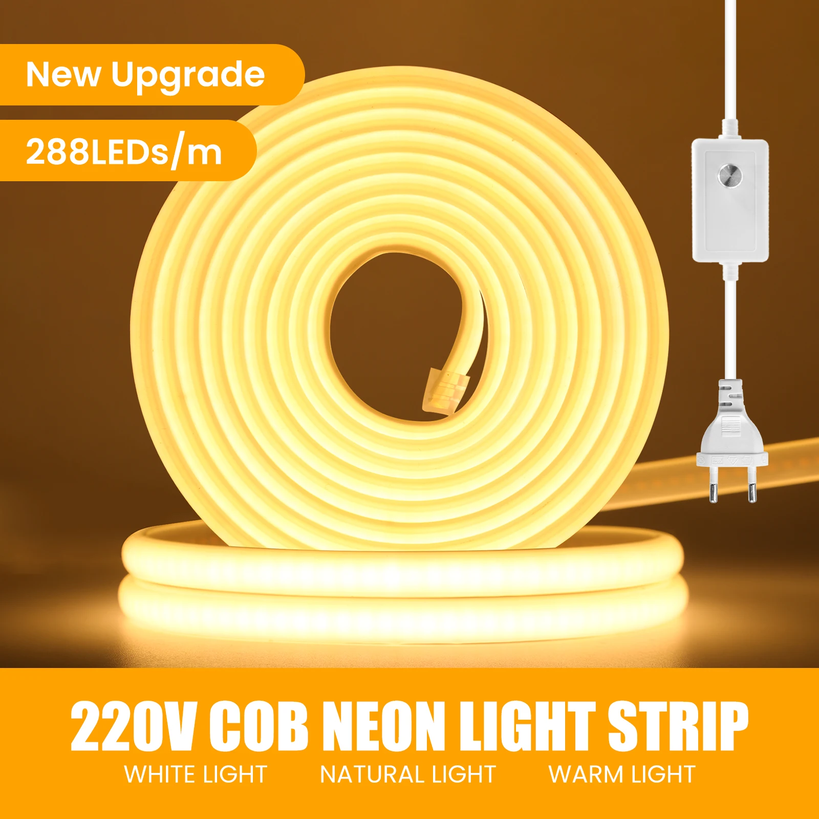 Imagem -04 - Dimmable Led Neon Light Cob Strip Fita de Diodo Impermeável Corda Iluminação Linear Frio Natural Branco Quente Ra90 Ip65 220v 240v 230v