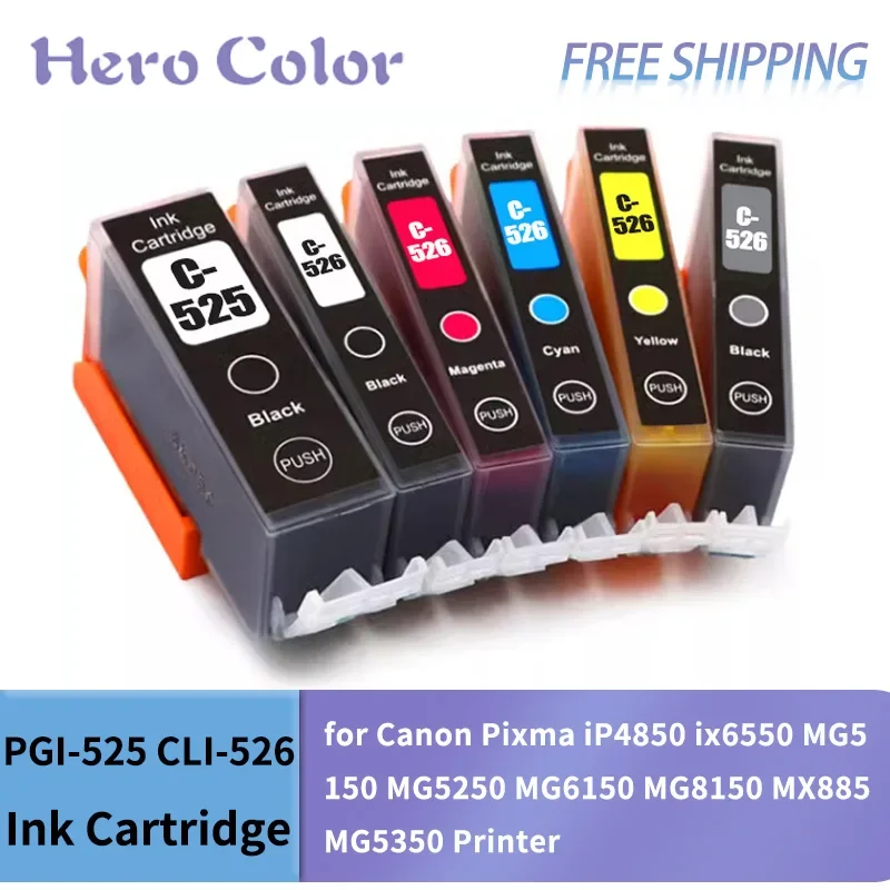 

PGI525 CLI526 PGI 525 CLI 526 Ink Cartridges for Canon Pixma iP4850 ix6550 MG5150 MG5250 MG6150 MG8150 MX885 MG5350 Printer