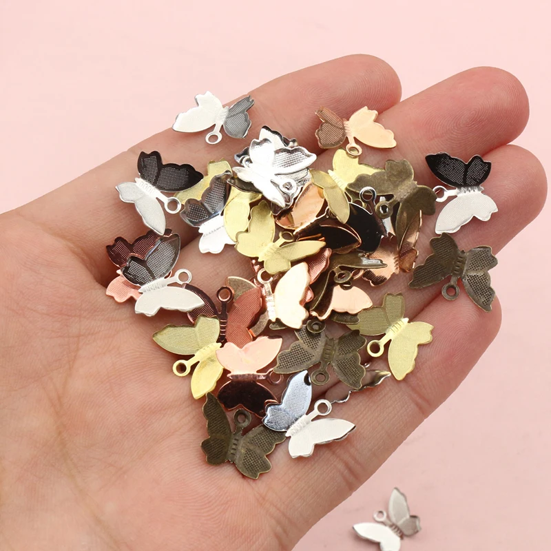 100 Stück Metall Kupfer Kleiner Schmetterling Charms Anhänger 11mmx13mm DIY Schmuck Zubehör Erkenntnisse für Halskette Armband Ohrringe