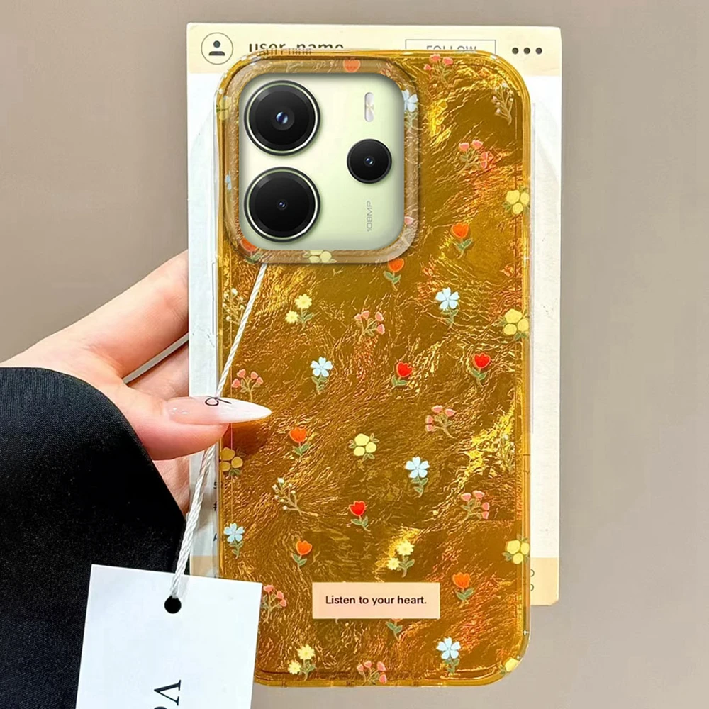 Gelbe Tulpe Blumenmädchen Handyhülle für Xiaomi Redmi Note 14 13 12 11 10 11S 10S 9 8 Pro 15C 14C 13C A3X A1 A2 A3 A4 9C 9A Abdeckung