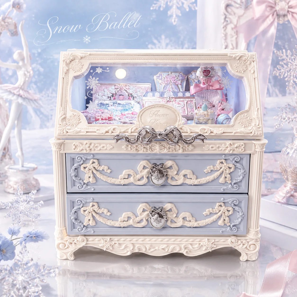 Beauty Makeup Vanity Set - Flower Knows Snow Ballet Storage Box