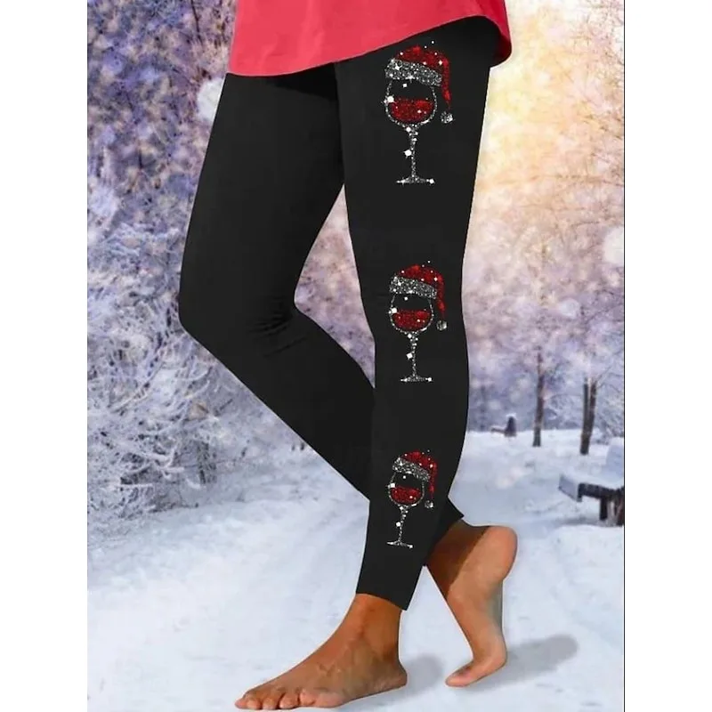 

Модные женские рождественские леггинсы с черепом для фитнеса с высокой талией, осенне-зимние теплые дышащие спортивные леггинсы, женская праздничная одежда